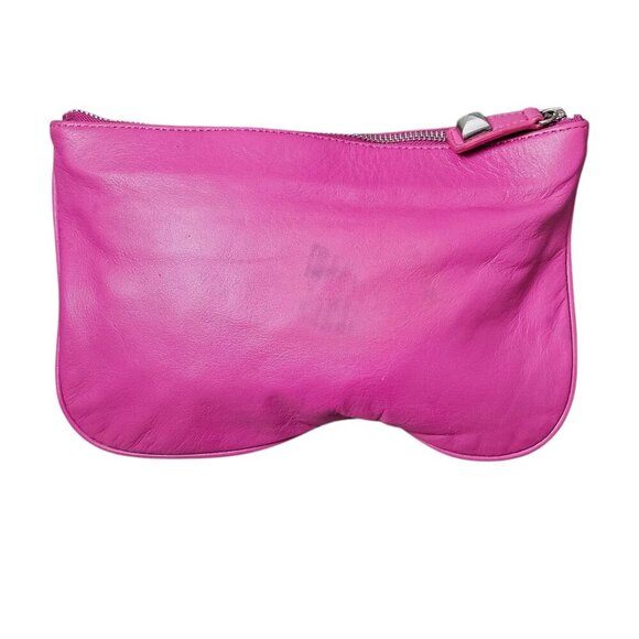 Betsey Johnson Studded Skull Cow Leather Clutch Pink Y2K Satchel Bag - Picture 8 of 10